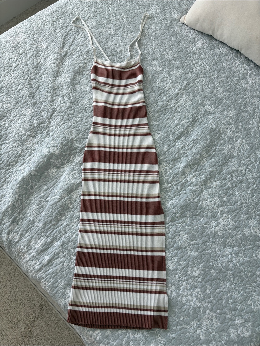 Abercrombie Striped Lace-Up Ribbed Midi Dress